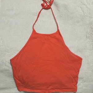 Y2K Coral Cropped Halter Top